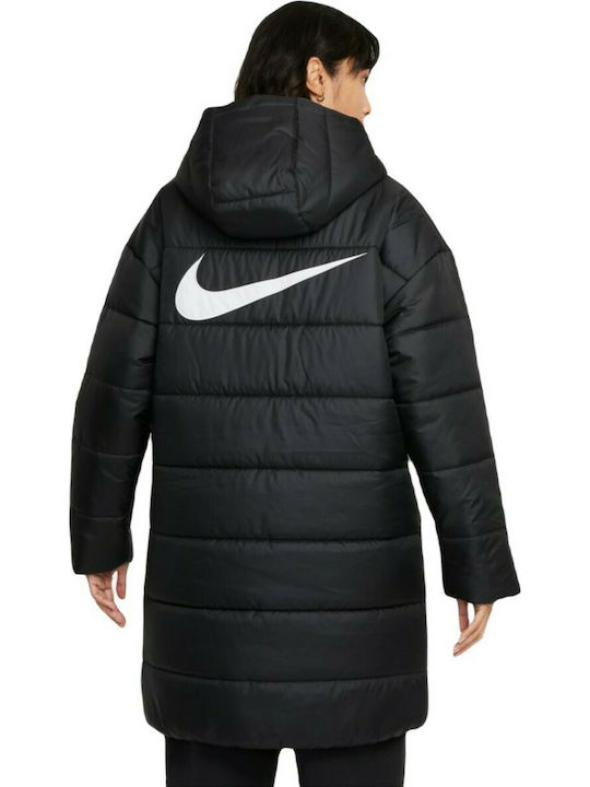 Nike Therma Fit Repel Μακρύ Γυναικείο Puffer Μπουφάν για Χειμώνα Μαύρο