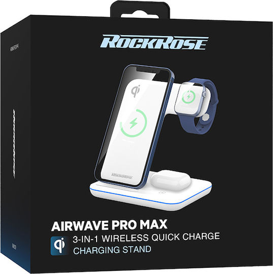 Rockrose Ασύρματος Φορτιστής (Qi Pad) 15W Λευκός (Airwave Pro Max)