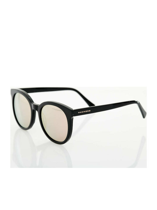 Hawkers Resort Sunglasses with Black Acetate Frame and Pink Mirrored Lenses Rose Gold