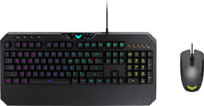 Asus TUF Gaming Combo K5 + M5 Gaming-Set Tastatur Volle Größe mit RGB-Beleuchtung & Maus (Englisch US) Schwarz