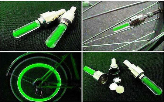 AG304B Bicycle Valve Cap Valve Cap LED Green 2pcs