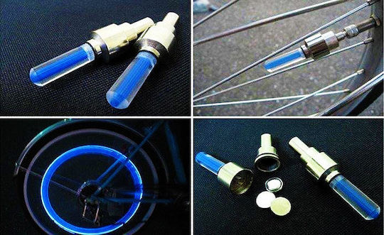 Fahrradventilkappe Fahrrad Ventilkappe LED 6,5 cm 2 Stück Blau