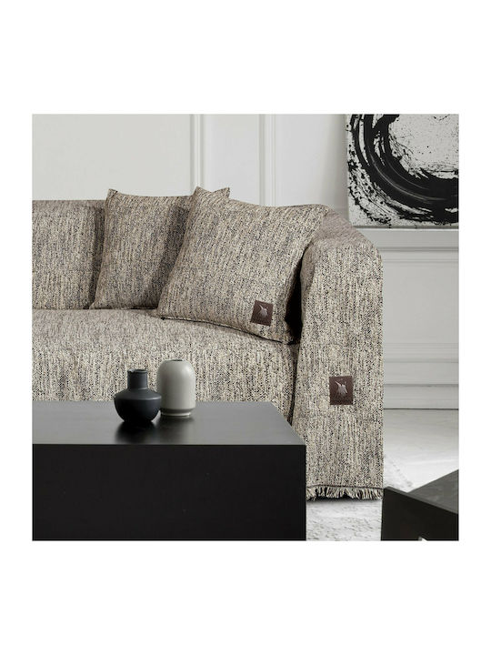 Greenwich Polo Club Sofa Throws 2 Seater 2769 180x250cm Ecru / Black