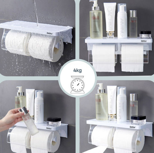Bathlux 30182 Plastic Paper Holder Wall Mounted with Suction Cup White