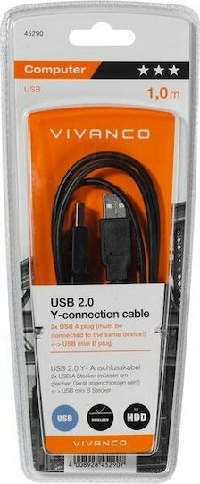 Vivanco 1m USB 2.0 Cable A-Male to mini B-Male (45290)