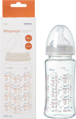 Korres Glass Bottle Agali Anti-Colic with Silicone Nipple for 0+, 0+ m, months Grey 230ml 1pcs