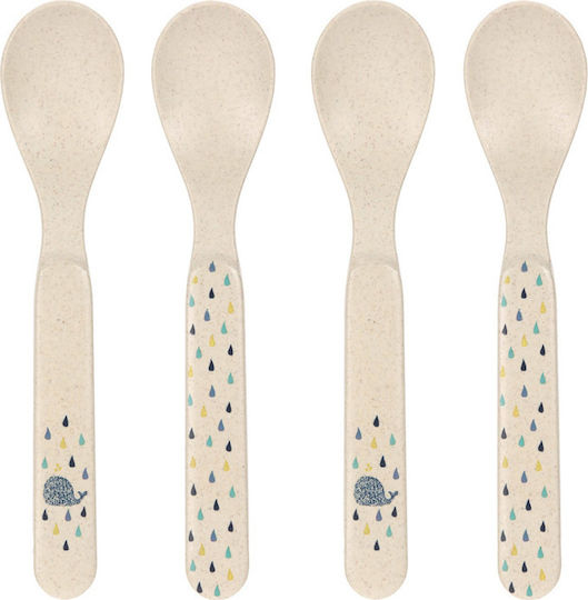 Laessig Baby Set with Spoons Tiny Farmer made of Bamboo Whale 4pcs