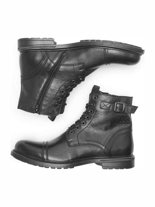 Leder Stiefel Anthracite Black