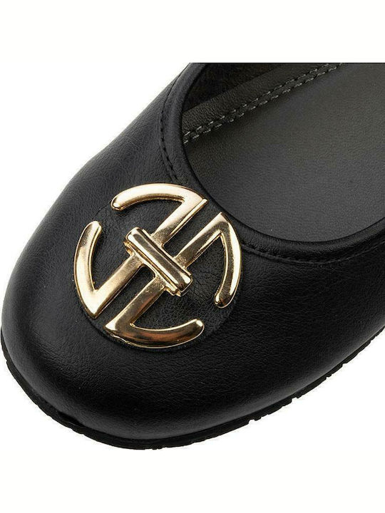 Synthetic Leather Ballerinas Black