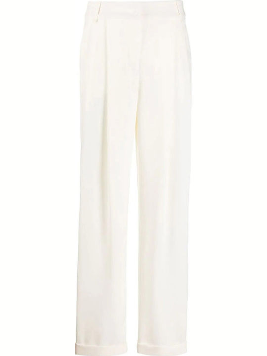 Damen Hoch tailliert Stoff Hose Weiß
