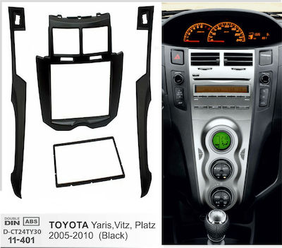 Connects2 Panoul ușii 2 Din Placă frontală neagră R/CD Toyota Yaris 2006-2011 pentru Toyota Yaris