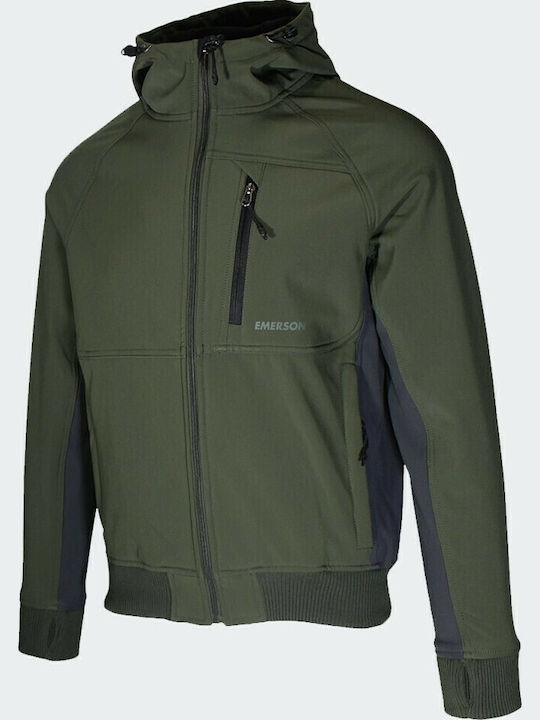 Winter Jacke Softshell Wasserdicht und Winddicht Army Green / Grey
