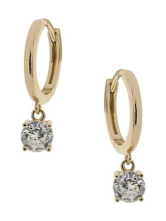 Prince Silvero Earrings Hoops made of Silver Gold Plated with Stones