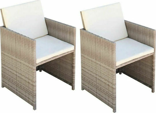 Beige / Cream Outdoor Chair 2 Pieces 52x56x85cm Beige / Cream Outdoor Chair 2 Pieces 52x56x85cm