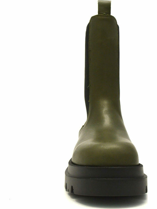 Leather Women's Chelsea Boots Green