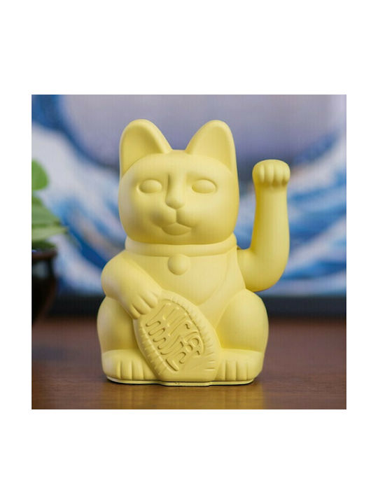 Donkey Dekorative Katze aus Kunststoff Lucky Cat Maneki in Yellow 10.5x8.5x15cm 1Stück