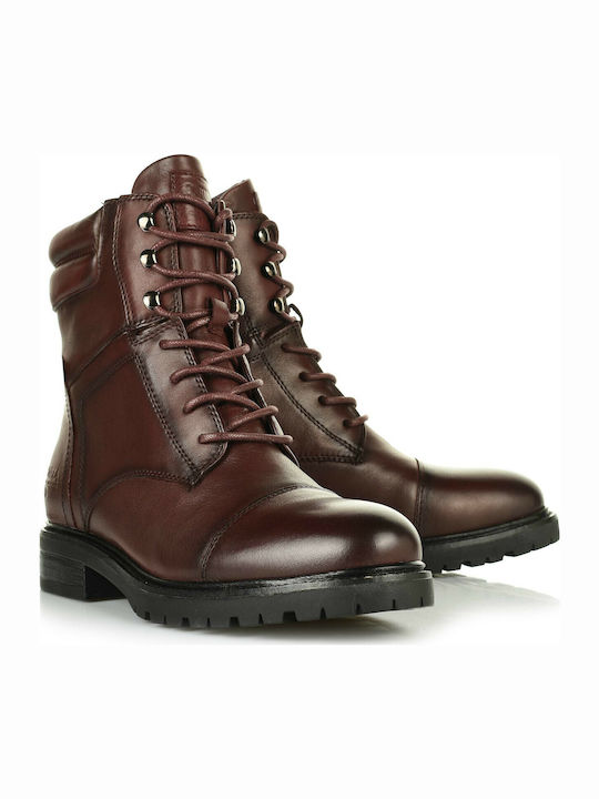 67413 Leder Stiefeletten Damen Burgundisch