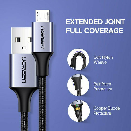 Ugreen Braided USB 2.0 to micro USB Cable Μαύρο 1.5m (60147)