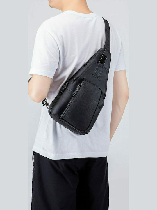 Leather Men's Bag Sling Black