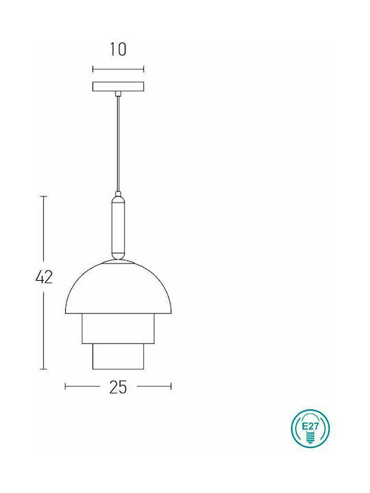 Zambelis Lights Adjustable Pendant Light Rose Gold Bell with Socket E27 25x25x42cm