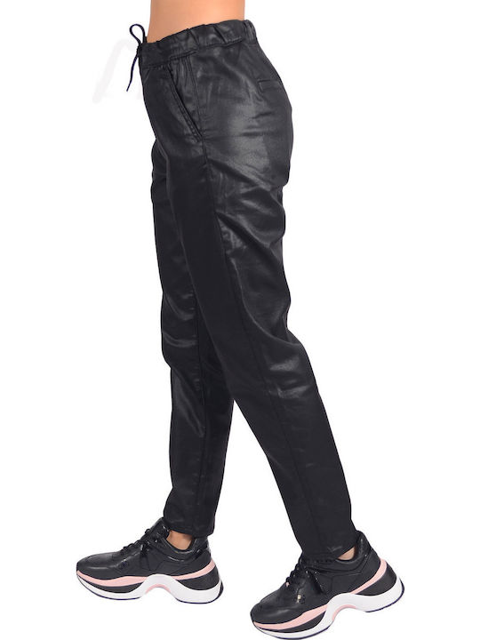 Cara Women's Fabric Trousers with Elastic Relaxed Fit Black