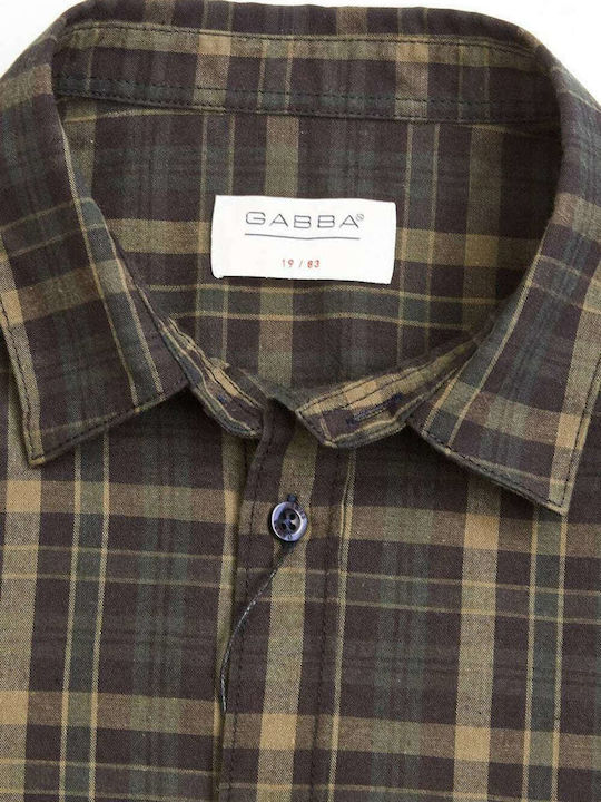 Gabba Men's Shirt Long Sleeve Checked Dark Green