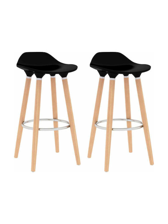 Stool Bar Wooden Black / Beech 2pcs 39x39x80cm