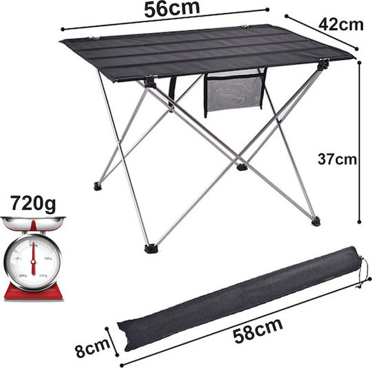 Table Metal for Camping Foldable 56x42x37cm Black