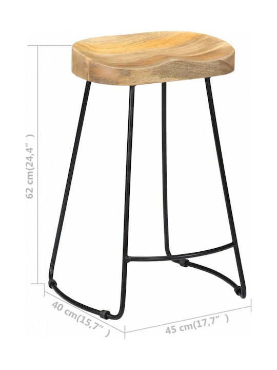 Stool Bar Wooden Mango wood / Black 2pcs 45x40x62cm