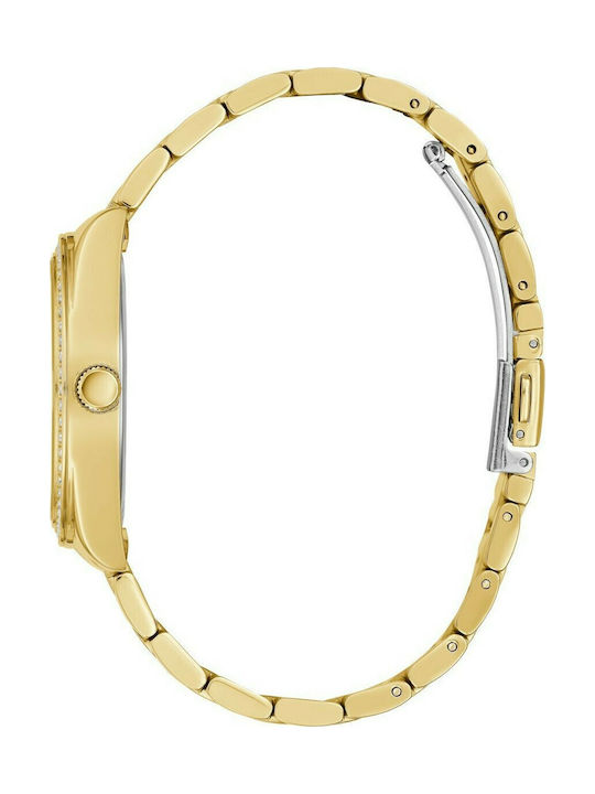 Guess Luna Womens Watch 36mm Battery With Gold Steel Bracelet