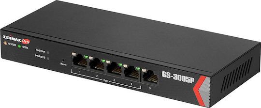 Edimax GS-3005P Unmanaged L2 PoE+ Switch με 5 Θύρες Gigabit (1Gbps) Ethernet