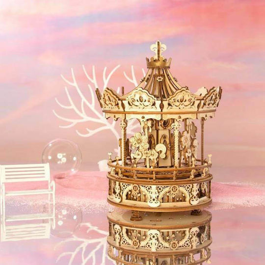 Robotime Παιχνίδι Κατασκευών Ξύλινo DIY Romantic Carousel Music Box για Παιδιά 14+ Ετών