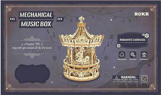 Robotime Παιχνίδι Κατασκευών Ξύλινo DIY Romantic Carousel Music Box για Παιδιά 14+ Ετών