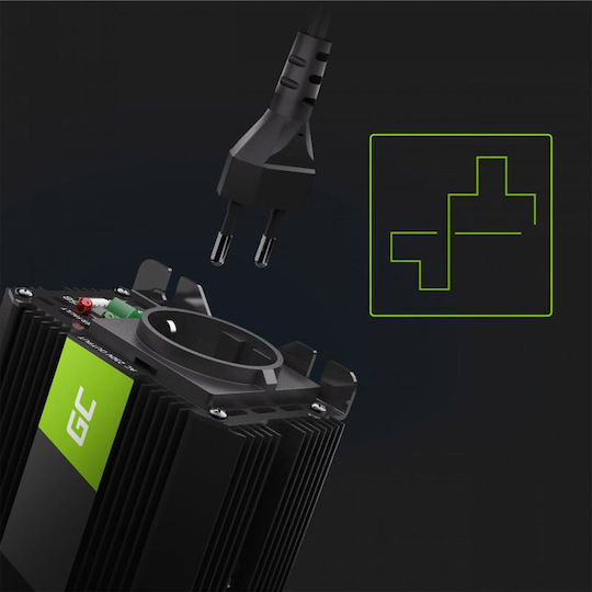 Green Cell Inverter Αυτοκινήτου Pro Green 1000W για Μετατροπή 24V DC σε 230V AC με 1xUSB