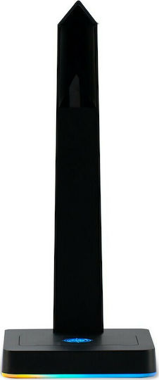 Zeroground MIRAI Desktop Headphone Stand with LED Lighting and USB Port Black
