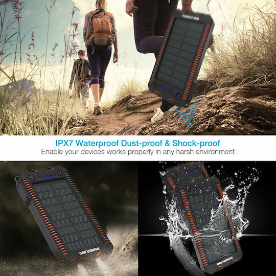 Poweradd Apollo 2 Solar Power Bank 12000mAh 18W cu 2 Porturi USB-A Negru