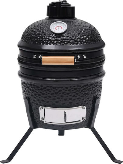 vidaXL Ceramics Charcoal Grill Kamado with Lid and Thermometer 26.5cmx26.5cm