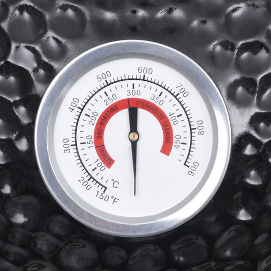 vidaXL Ceramics Charcoal Grill Kamado with Lid and Thermometer 26.5cmx26.5cm