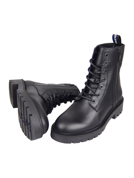 Leder Stiefeletten Damen Schwarz