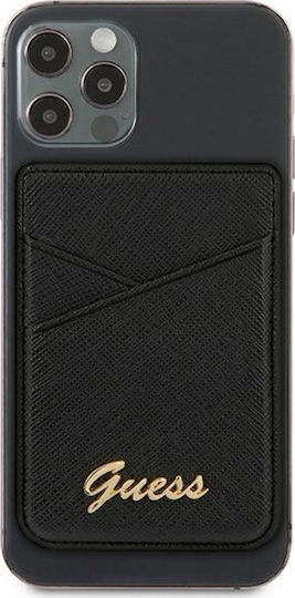 Guess MagSafe Kartenetui Saffiano in Schwarz Farbe