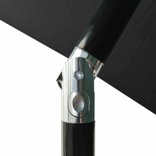 Quadratischer Metallischer Garten- und Terrassen-Sonnenschirm Schwarz 3x2xHöhe 2.47m