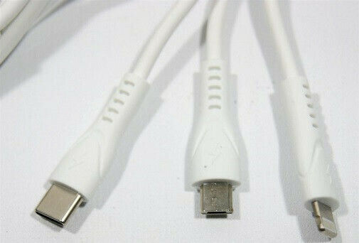 Andowl Regular USB to Lightning / Type-C / micro USB Cable Λευκό 1.10m