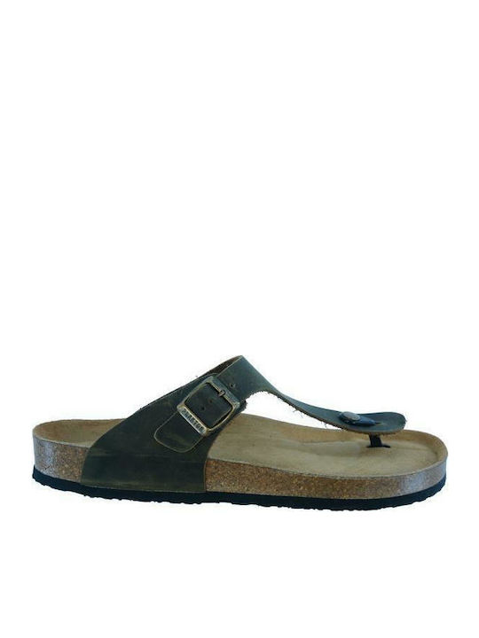 Plakton Men's Leather Sandals Green