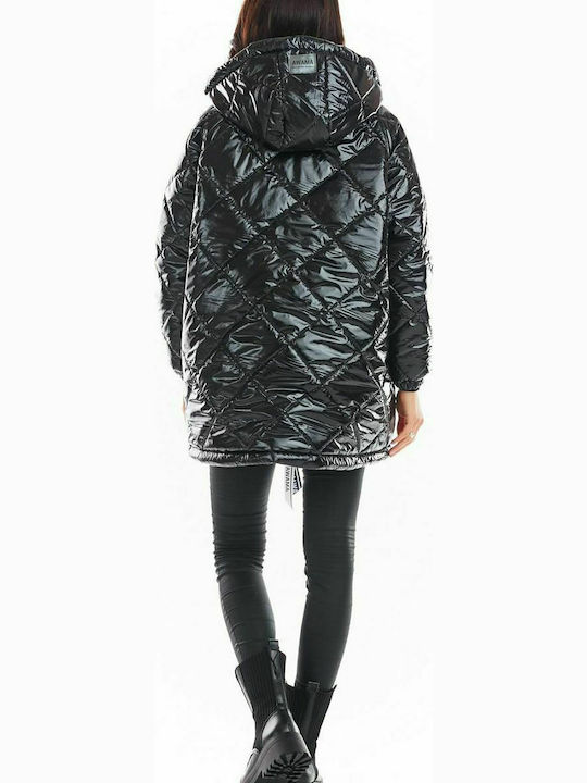 Awama Lang Damen Puffer Jacke für Winter Schwarz