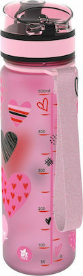 Ion8 Love Hearts Kids Water Bottle Plastic Pink 600ml