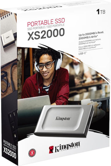 Kingston XS2000 USB-C External SSD 1TB 1.8" Silver