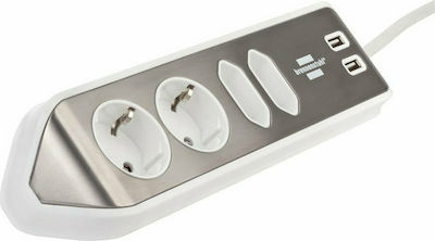 Brennenstuhl 4-Outlet Power Strip with USB 2m Silver