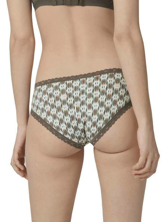 24/7 Weekend H Hipster Βαμβακερά Women's Slip 3Pack with Lace Turquoise/Print/Grey