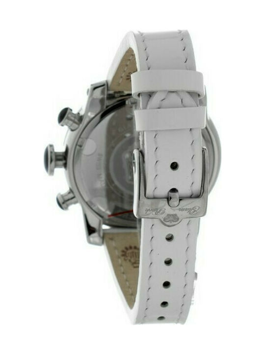 Glam Rock Watch Chronograph with White Leather Strap