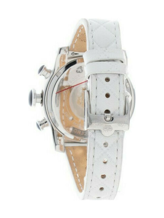 Glam Rock Watch Chronograph with White Leather Strap